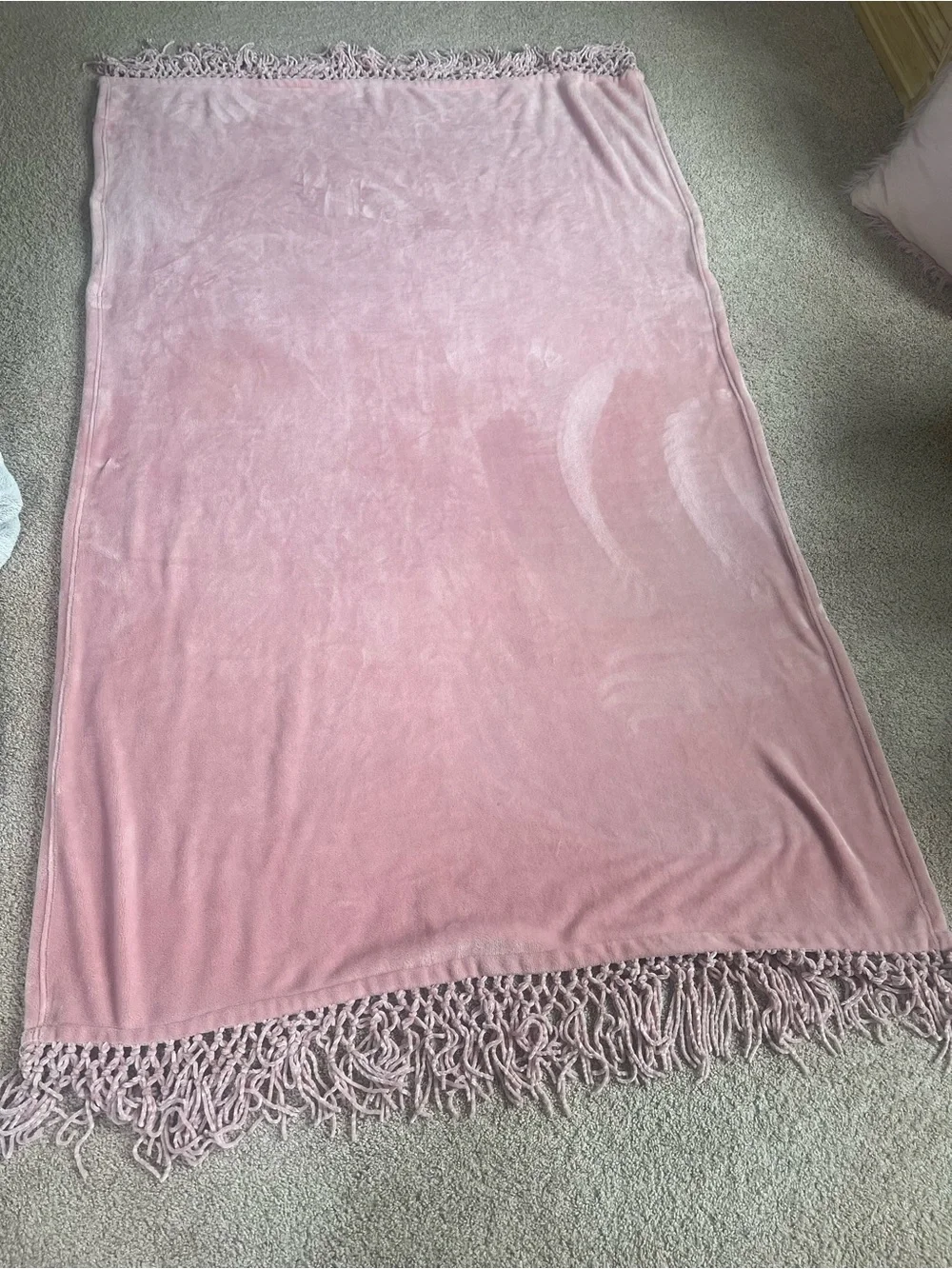 Blush Pink Fringe Throw Blanket